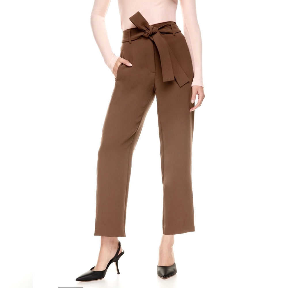 NWT Aritzia Wilfred Slacks Tie Front Pants - Cognac / Brown
